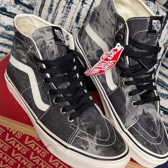 Vans Sk8-Hi Tapered Denim Destroy Black Marshmallow MENS - Picture 7 of 16